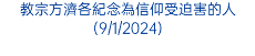 教宗方濟各紀念為信仰受迫害的人(9/1/2024)