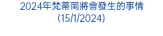 2024年梵蒂岡將會發生的事情(15/1/2024)