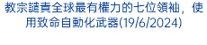 教宗譴責全球最有權力的七位領袖，使用致命自動化武器(19/6/2024)