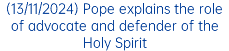 (13/11/2024) Pope explains the role of advocate and defender of the Holy Spirit