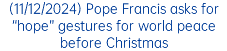 (11/12/2024) Pope Francis asks for “hope” gestures for world peace before Christmas